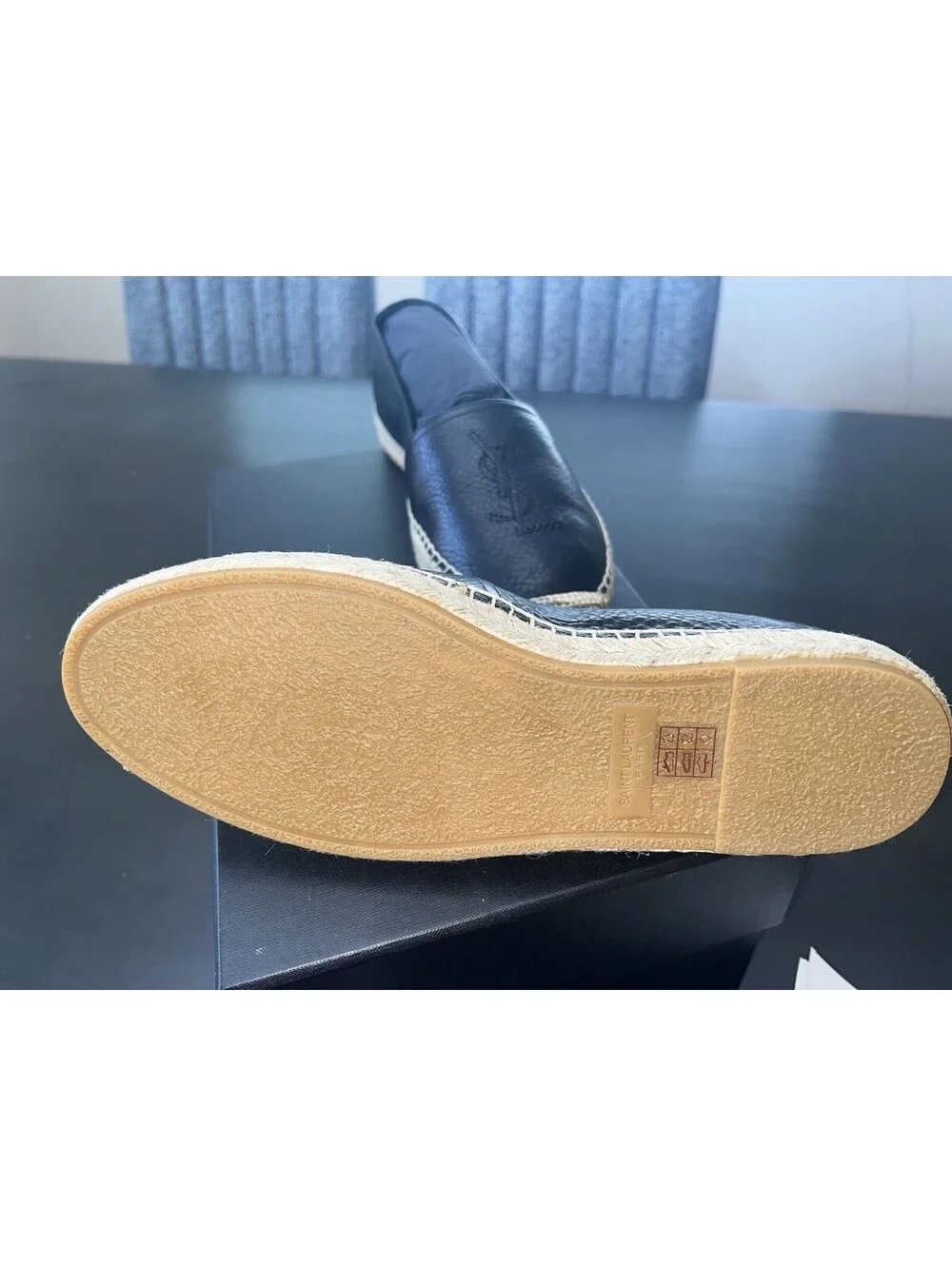 NEW Saint Laurent YSL Men Smooth Nappa Leather Espadrille Black 41 EU/8-8.5US